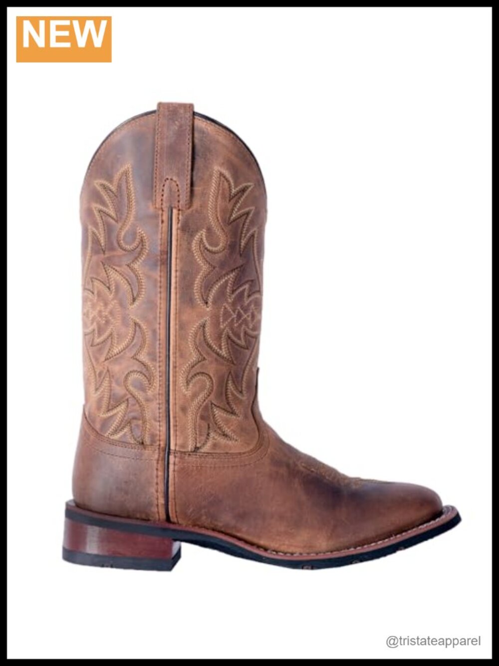 Womens Laredo Anita Embroidered Square Toe Mid Calf Cowboy Boots Low Heel 1-2"